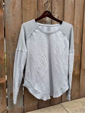 Te Verde Women’s Gray Raglan Thermal Round Neck Hem Long Sleeve Shirt Medium